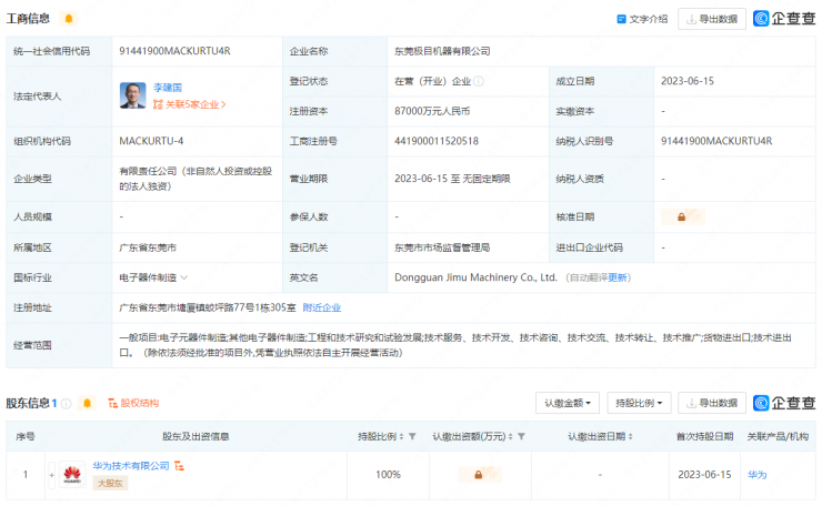 大動作！華為8.7億元成立新公司，疑似進(jìn)軍新領(lǐng)域