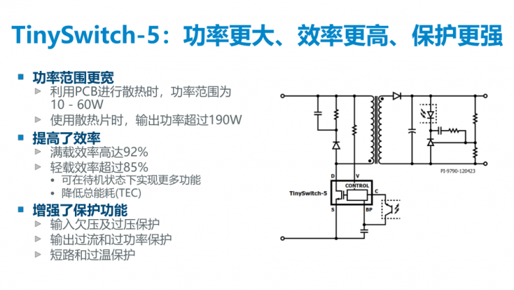 PI第五代TinySwitch IC，可實(shí)現(xiàn)175W的輸出功率和92%的滿載效率！