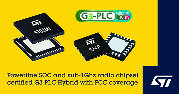 意法半導體擴大智能表計通信連接功能，G3-PLC Hybrid雙模芯片組獲FCC認證