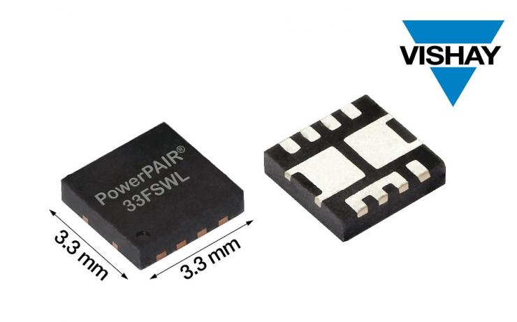 Vishay的新款80V對(duì)稱雙通道MOSFET的RDS(ON)達(dá)到業(yè)內(nèi)先進(jìn)水平，可顯著提高功率密度、能效和熱性能