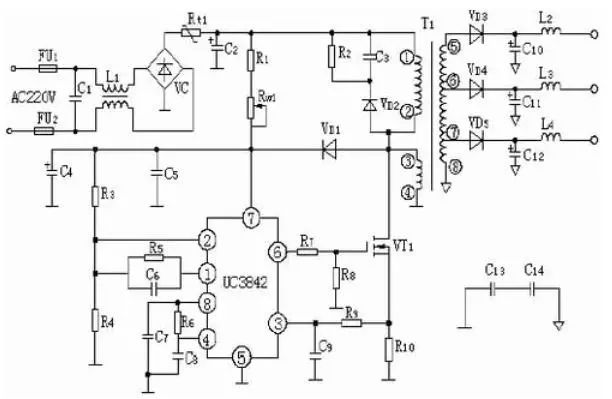 一種基于UC3842的 改進型的應(yīng)用電路