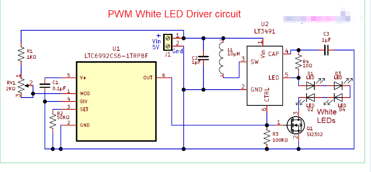 SG3525A的10W白光LED PWM驅動電路圖