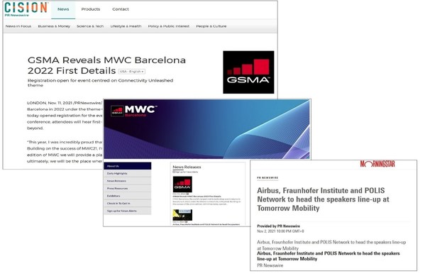 MWC 2022的在線新聞發(fā)布室、美通社新聞稿及合作媒體網(wǎng)站