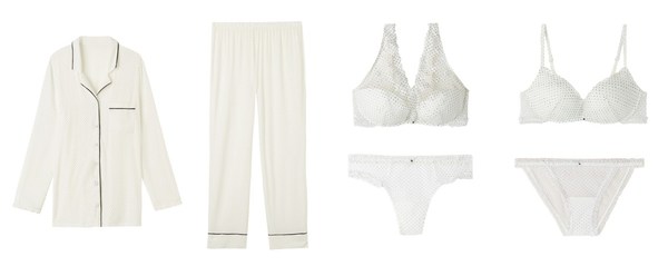 INTIMISSIMI Giorgia Little Pleasures女士時尚睡衣CLD2450 （左一）；INTIMISSIMI Giorgia Little Pleasures女士時尚睡褲PDL2450 （左二）；INTIMISSIMI Giorgia Little Pleasures無鋼托聚攏文胸RPS2450, 三角內(nèi)褲SID2450（右一）；INTIMISSIMI Giorgia Little Pleasures半罩杯文胸RI2450G, 三角內(nèi)褲SBD2450（右二）