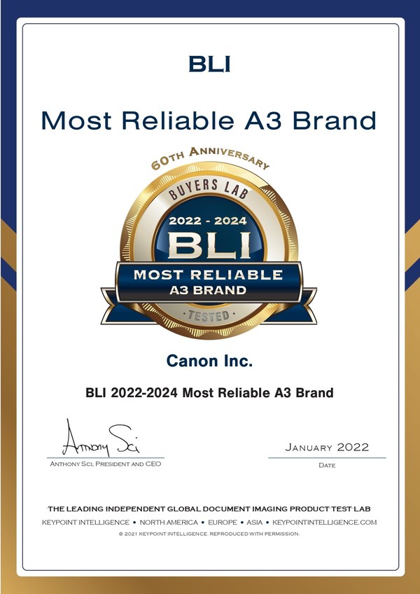 BLI 2022-2024最值得信賴A3品牌獎(jiǎng)