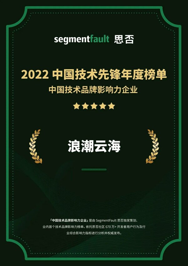 引領(lǐng)開源技術(shù)發(fā)展，浪潮云海入選 2022 中國技術(shù)先鋒年度榜單